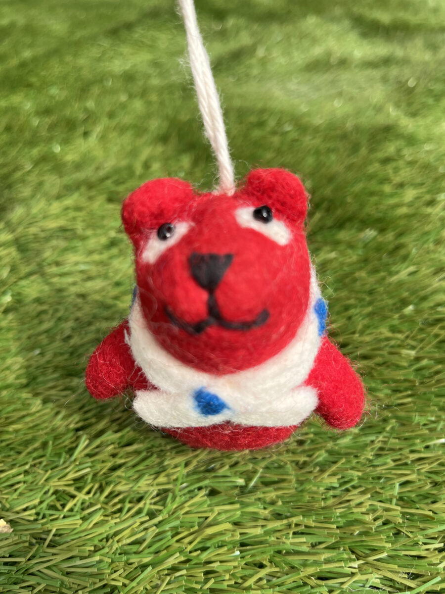 Handmade Felt Red Puppy Ornament- 100% Wool Christmas Decoration from Nepal