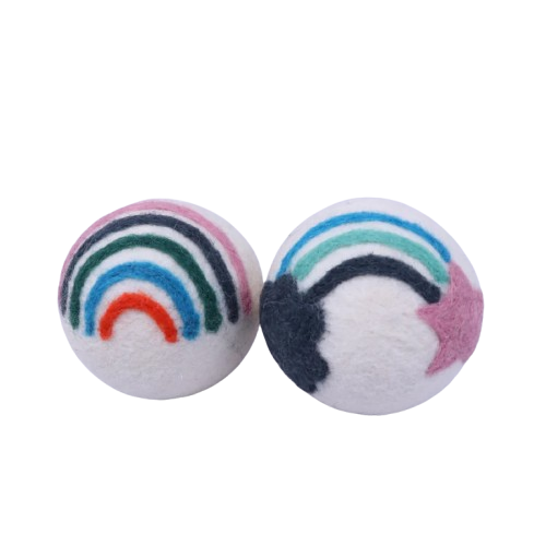 Rainbow Wool Dryer Balls | Colorful Felt Dryer Balls | Eco-Friendly Reusable Laundry Softener | Handmade Natural Wool Balls